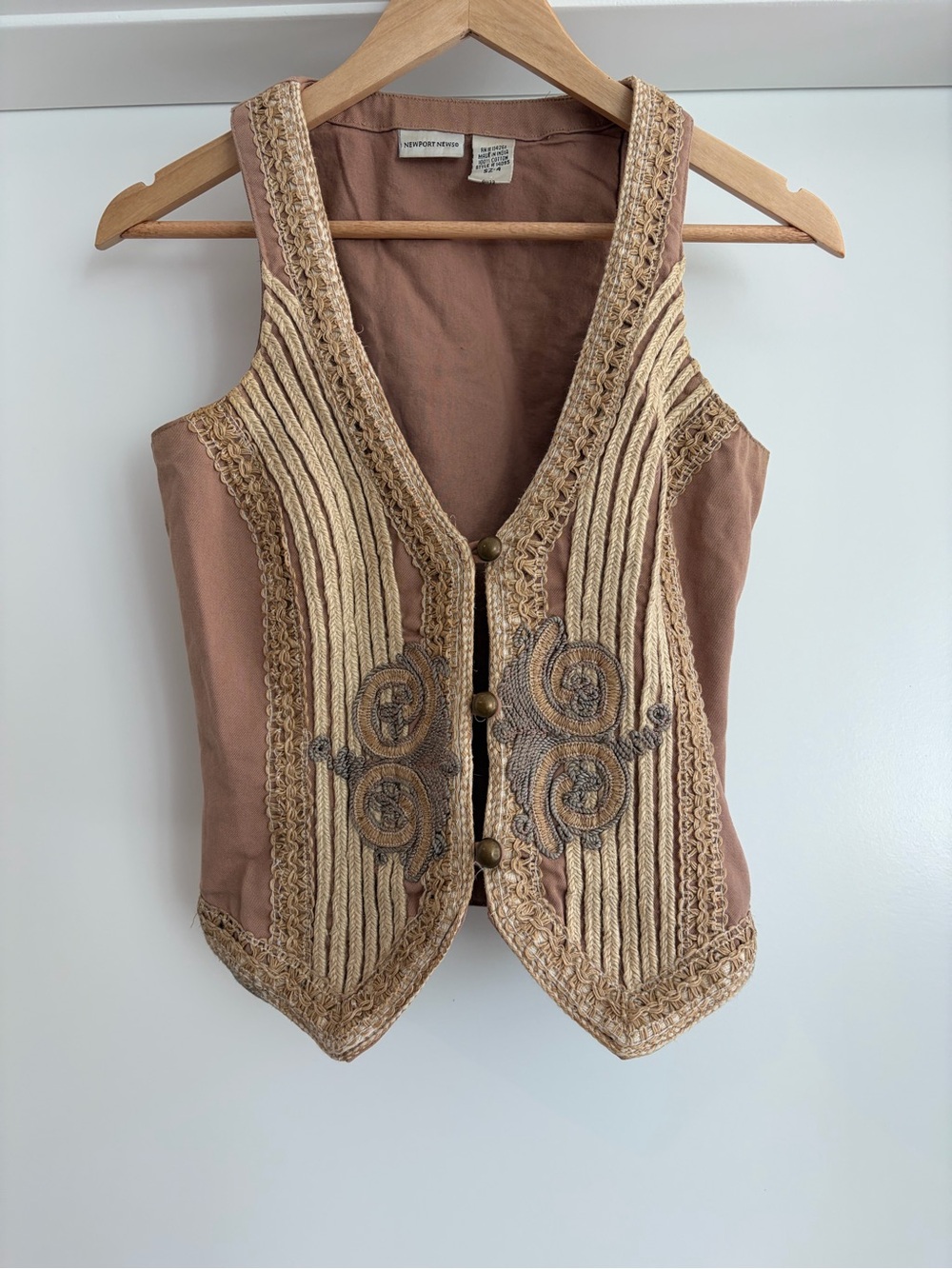 Y2K Western Newport News Cottagecore Embroidered Button Up Vest size S